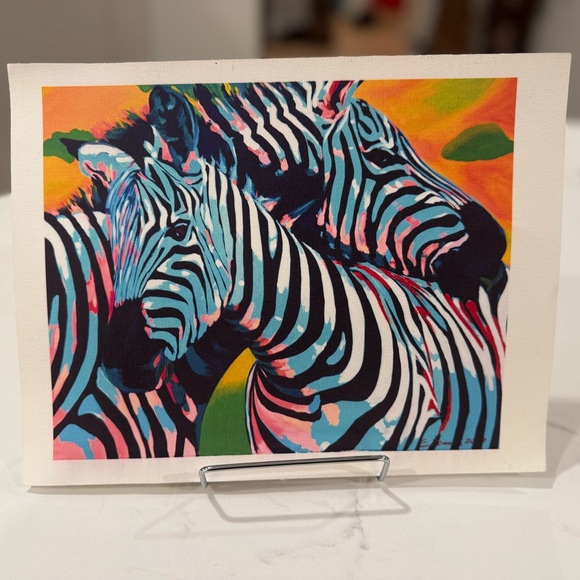 Colourful Zebra Canvas Print 8x10 | NYC Artist - Picture 3 of 3